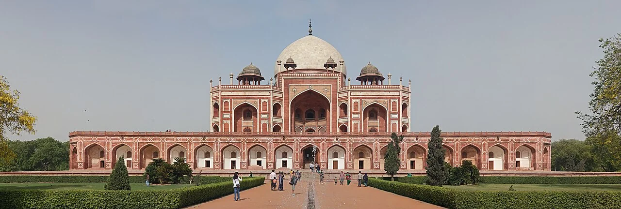 View of Humayun’s Tomb at Sunrise. Humayun’s Tomb is fine example of Great Mughal architecture, UNESCO World Heritage, Delhi, India.